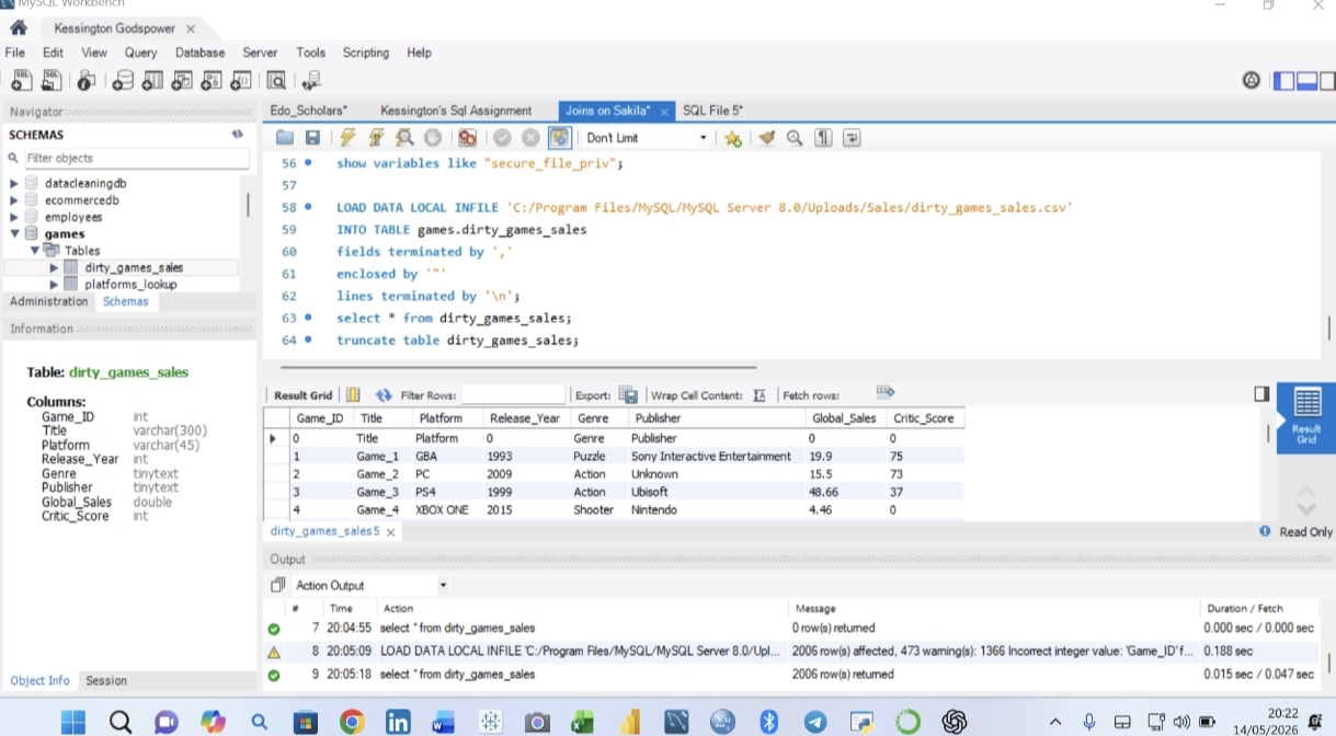 Relational Database Data Import (CSV)